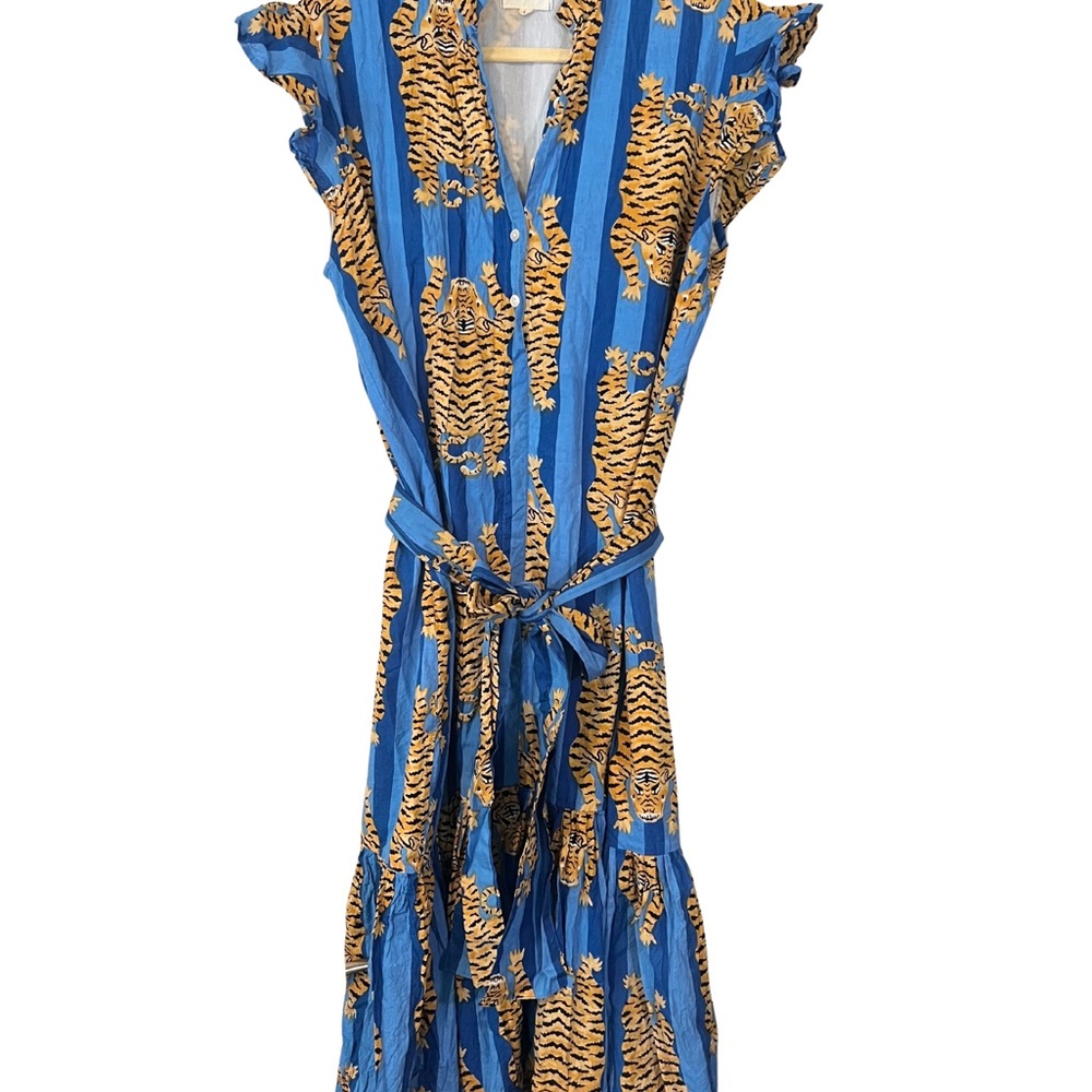 Blue and Gold Tiger Print Dress